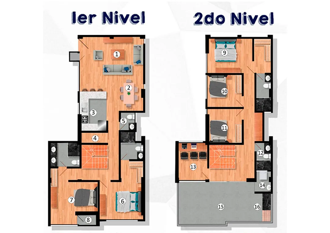 Planos detallados del dúplex 901 en Residencial Qenqo